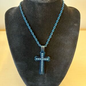 Blue Cross Pendant Necklace